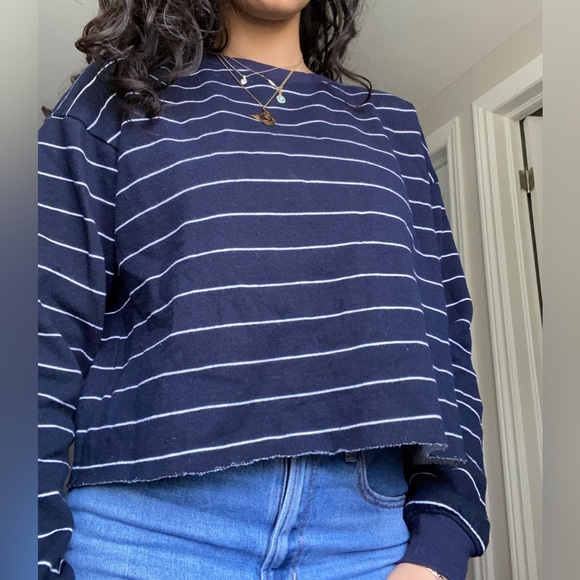 GARAGE stripped cropped crew neck, size large women’s, perfect condition. - Picture 1 of 3